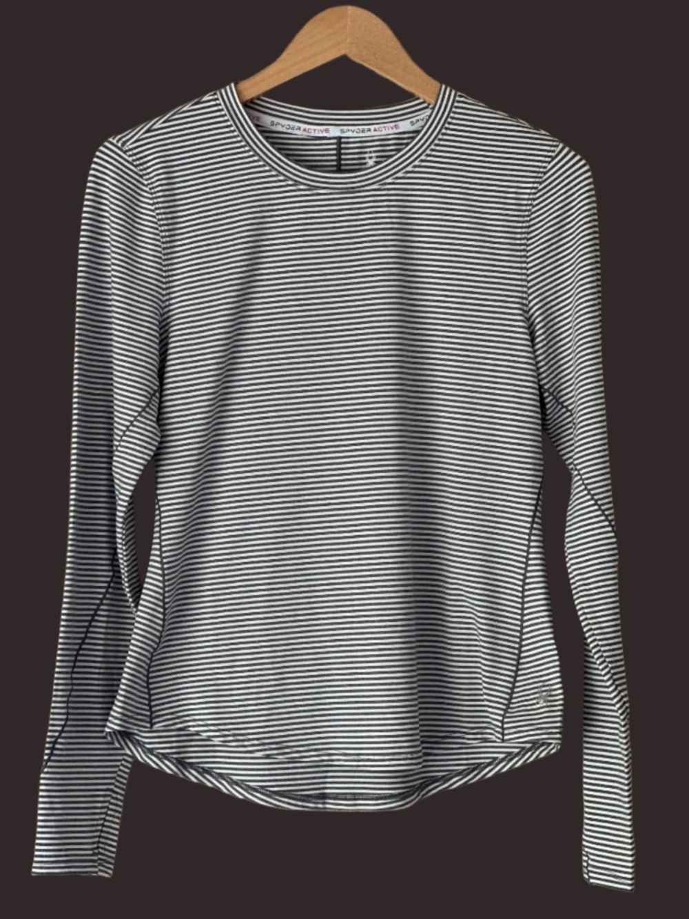 Spyder Grey and White Stripe Capilene Activewear Top